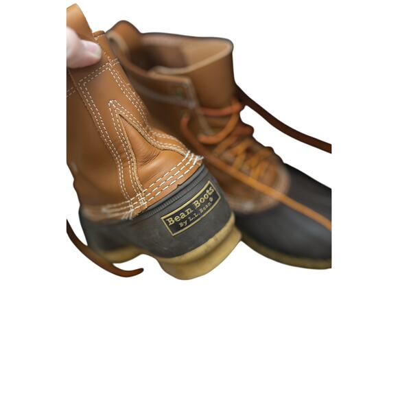 L.L. Bean Duck Boots Brown Leather Rubber Rain Boots Made in USA